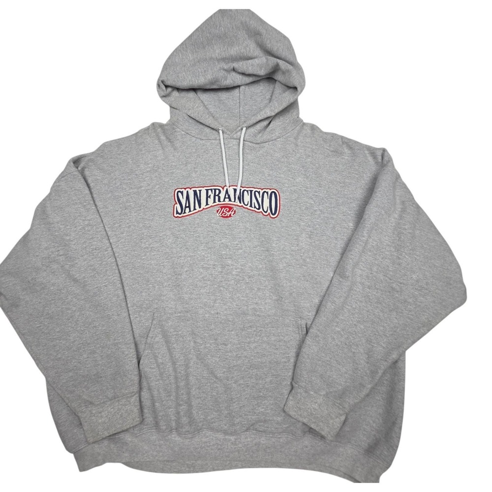 Vintage 90s Hanes Hoodie 2XL Gray San Francisco Ultimate Cotton Heavy Duty